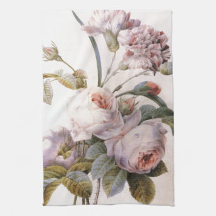 vintage botanische Illustration, rosa Rose Handtuch