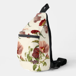 Vintage botanische Illustration von roten und rosa Crossbody Bag