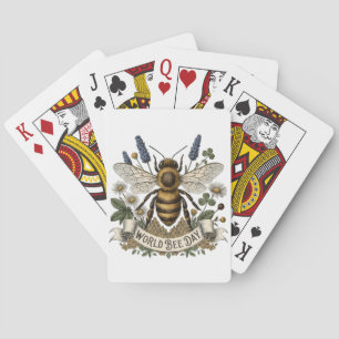 Vintage botanische Illustration zum Welttag der Bi Spielkarten