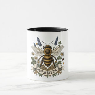 Vintage-Botanische-Illustration zum Welttag der Bi Tasse