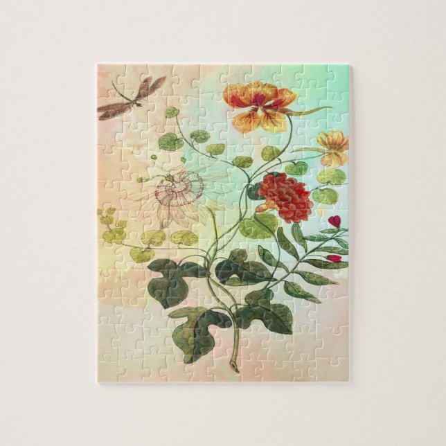 Vintage botanische Illustrations-Blumen-mit Puzzle (Vertikal)