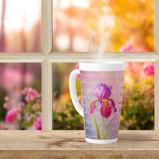 Vintage botanische Iris-Blume Violettöne Milchtasse