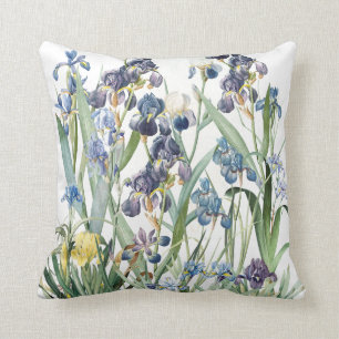 Vintage botanische Iris-Blumen-Blumengarten-Kissen Kissen