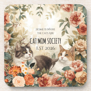Vintage-Botanische-Katzenmutter-Gesellschaft Flora Getränkeuntersetzer