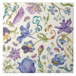 Vintage botanische Keramik Fliese