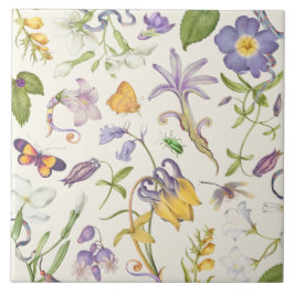 Vintage botanische Keramik Fliese