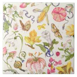 Vintage botanische Keramik Fliese