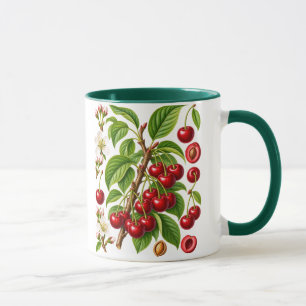 Vintage botanische Kirsch-Illustration Tasse