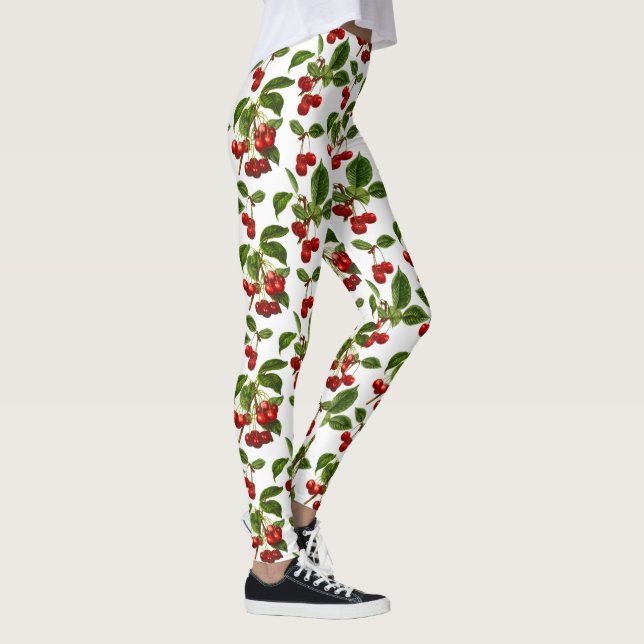 Vintage Botanische Kirschen Leggings (Rechts)