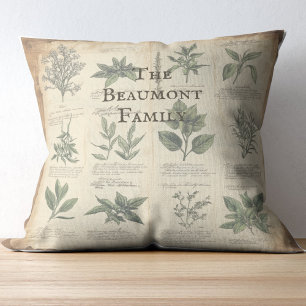 Vintage Botanische Kräuterpflanze Kissen