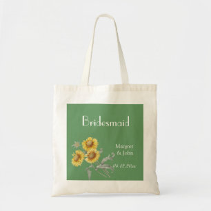 Vintage botanische Kunst gelbe Sonnenblumen Brautj Tragetasche