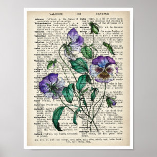 Vintage botanische Kunst Print Violet Old Page Pos Poster