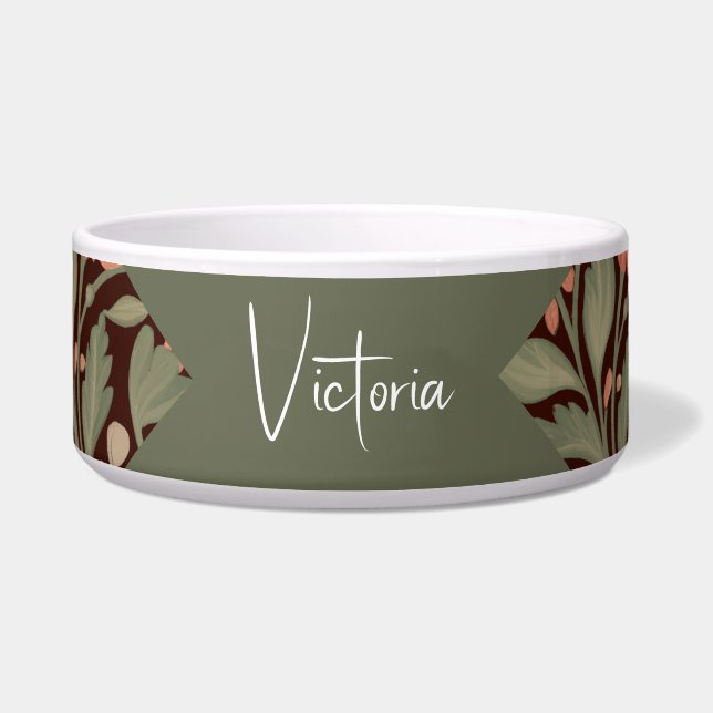 Vintage botanische Kunst und Handwerk Keramik Dog  Napf (Vorderseite)