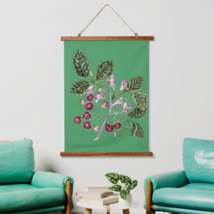 Vintage Botanische Kunst von Sarah Featon Puriri Wandteppich Mit Holzrahmen
