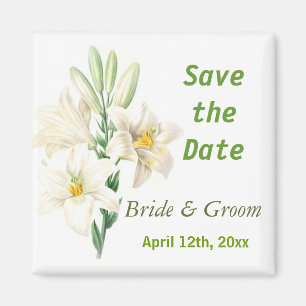Vintage botanische Kunstlilie Blume Save the Date Magnet