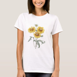 Vintage botanische Kunstsonnenblumen. Redoute. T-Shirt