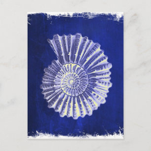 vintage botanische Küstenblaue Weiße Muschel Postkarte