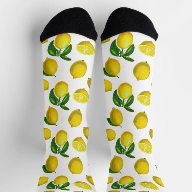 Vintage botanische Lemonenausdruck Socken (Oben)