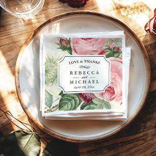 Vintage botanische Liebe und Dank Hochzeit Serviette