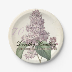 Vintage Botanische Lilac 70. Geburtstagsparty PP Pappteller