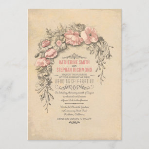 Vintage botanische mit Blumenhochzeit Einladung