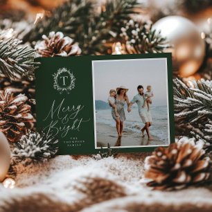 Vintage Botanische Monogram 3 Foto-Urlaubskarte Feiertagskarte