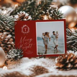 Vintage Botanische Monogram 3 Foto-Urlaubskarte Feiertagskarte