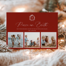 Vintage Botanische Monogram 3 Foto-Urlaubskarte Feiertagskarte