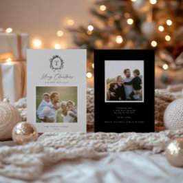 Vintage Botanische Monogramm-Foto-Urlaubskarte Feiertagskarte