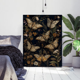 Vintage botanische Motten & Blumen  Poster