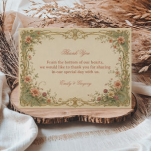 Vintage botanische Ornamente Dankeskarte