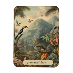Vintage botanische Papageien, anpassbar Magnet