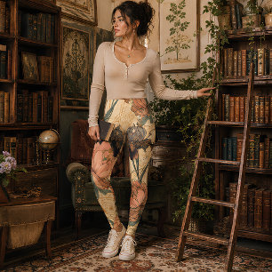 Vintage Botanische Pfingstrose- und Schwertlilien- Leggings