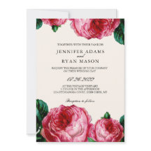 Vintage Botanische Pink-Wasserfarbenhochzeit