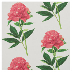 Vintage Botanische Printwerbung, große Korallenpes Stoff