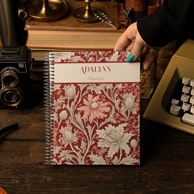 Vintage botanische Rentengeschenke für Mama Rot Notizbuch (Vintage Botanical Retirement Gifts for Mom)