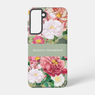 Vintage botanische Rose Pastellgrün und rosa Samsung Galaxy Hülle