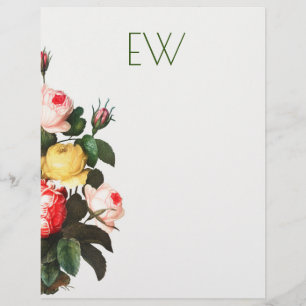 Vintage BOTANISCHE ROSE UND VÖGEL NEST LETTERHEAD Briefbogen