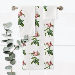 Vintage Botanische Rosen-Monogramm Badhandtuch Set