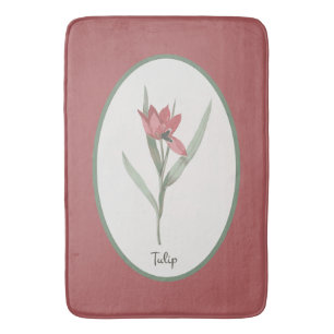 Vintage Botanische Rote Tulip Blume Cameo Badematte