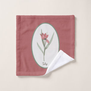 Vintage botanische rote Tulpen-Blumen-Cameo   Badhandtuch Set