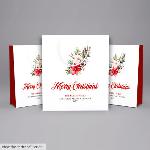 Vintage Botanische Rote Weihnachtsstern-Geschenktü Mittlere Geschenktüte
