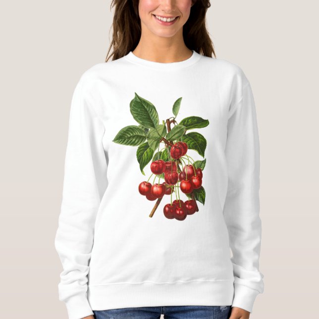 Vintage Botanische Rotkirschen Sweatshirt (Vorderseite)