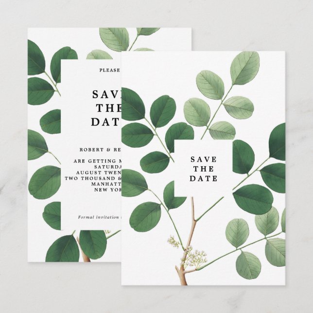 Vintage botanische Save the Date Karte (Vorne/Hinten)