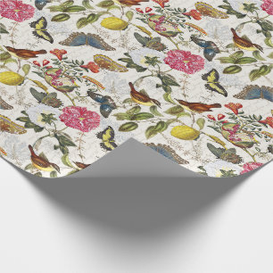 Vintage Botanische Schmetterlinge Geschenkpapier