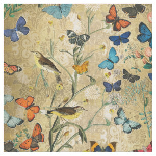 Vintage Botanische Schmetterlinge Stoff