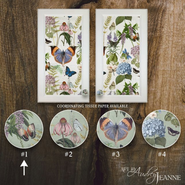 Vintage botanische Schmetterlingssäule-Hütte 1 Keramikknauf (Von Creator hochgeladen)