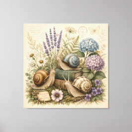 Vintage botanische Schnecken Natur Leinwand Wandku