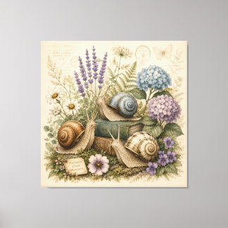 Vintage botanische Schnecken Natur Leinwand Wandku
