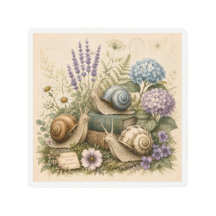 Vintage botanische Schnecken Natur Metall Wandkuns